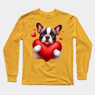 Frenchie Dad Gifts Love Heart Long Sleeve T-Shirt